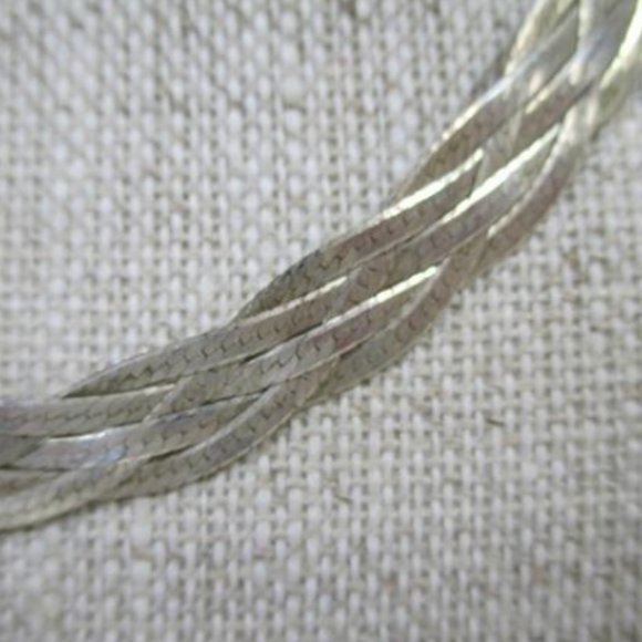 Vtg 925 Sterling Silver Italy 5 Strand Braided Herringbone Necklace/Bracelet Set - Picture 2 of 9
